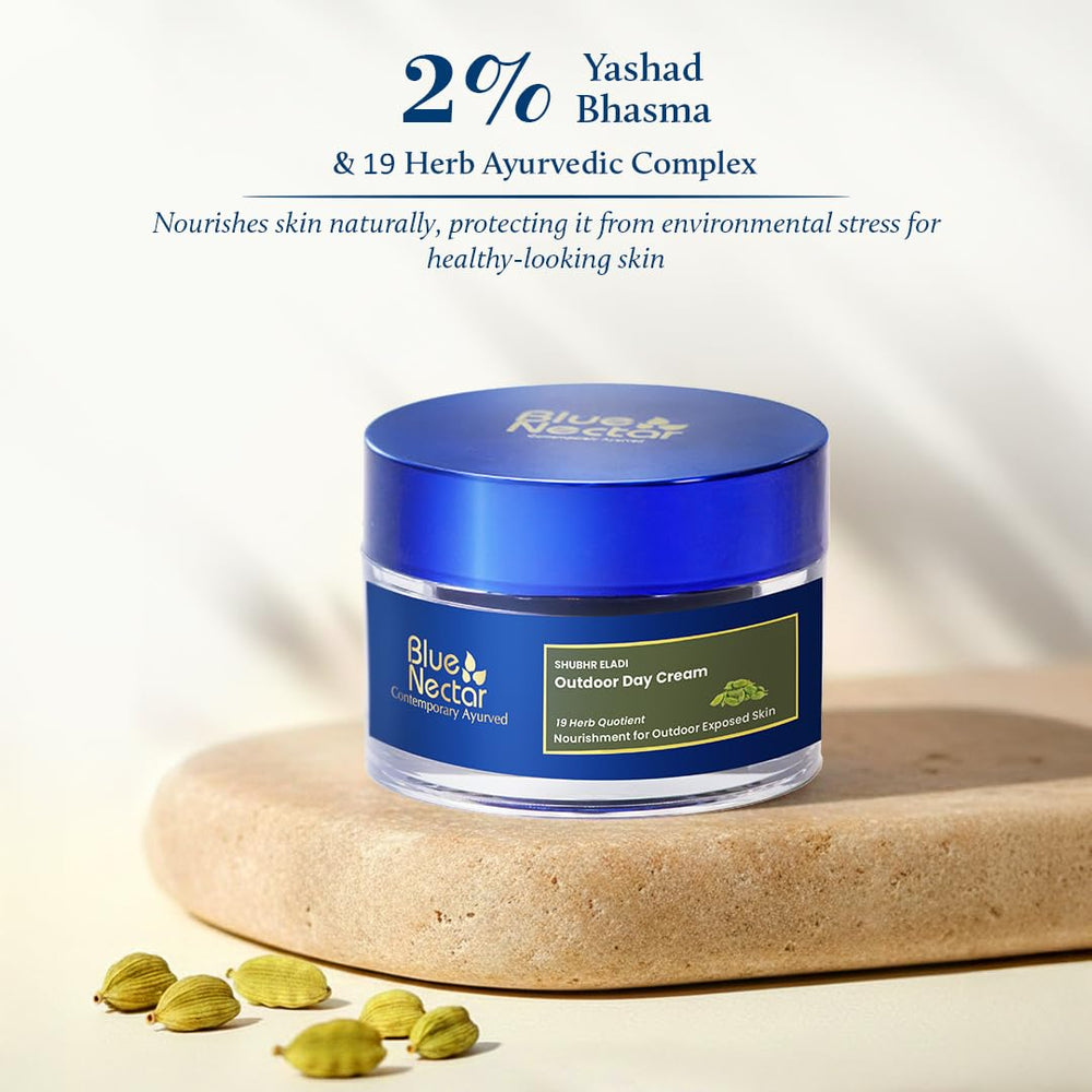 Blue Nectar Eladi Face Cream texture close-up illustrating non-greasy finish.