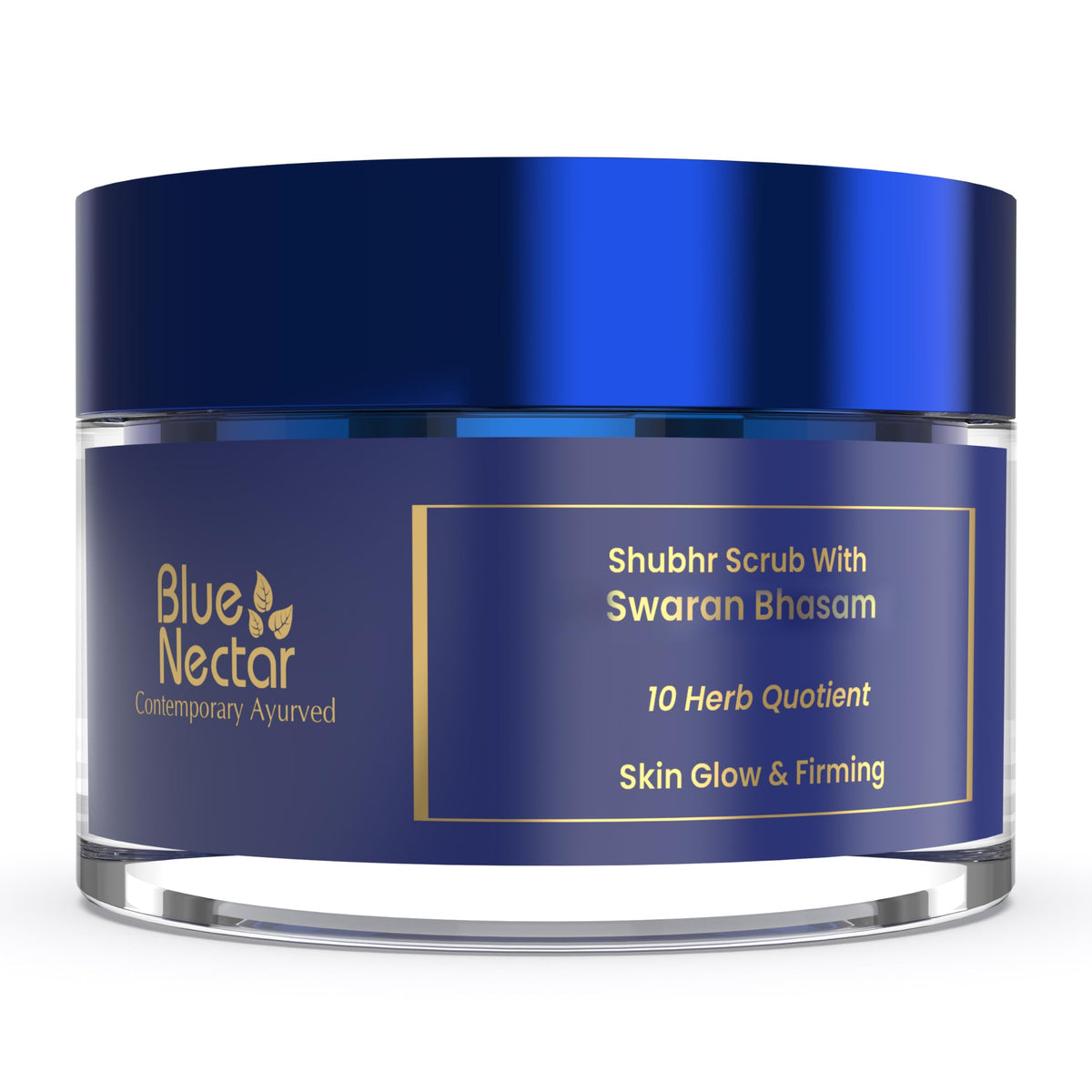 Blue Nectar Gold Face Scrub delivers a radiant glow for glowing skin.