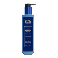 Blue Nectar Gold Swaran Bhasam Face Wash bottle gleams with 24K gold for glow