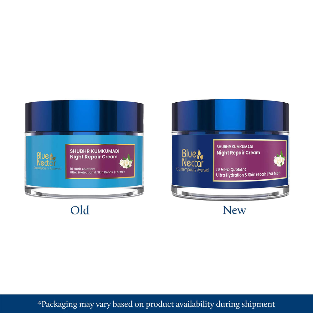 Closeup of Blue Nectar Kumkumadi Night Cream jar texture