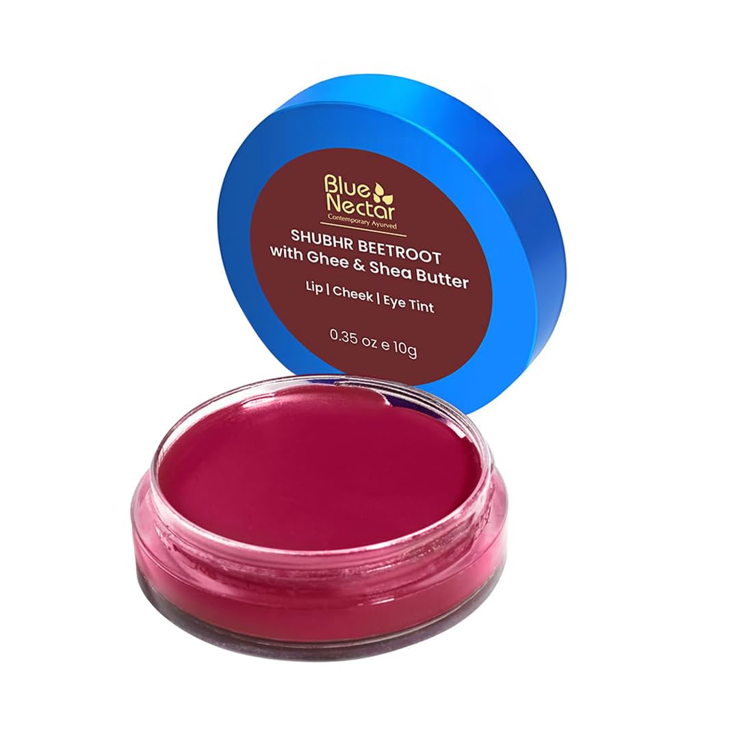 Blue Nectar Lip Tint Beetroot color swatch on lips.