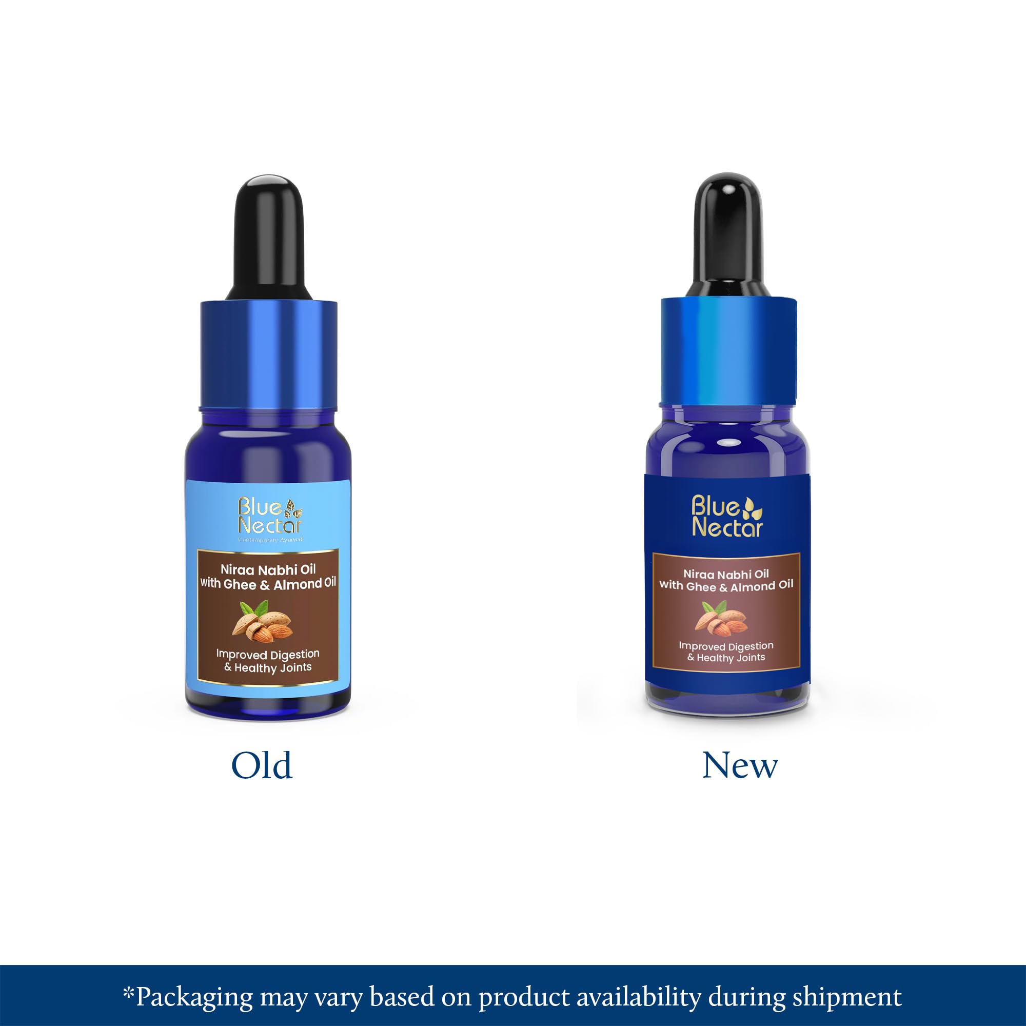 Blue Nectar Nabhi Oil dropper in use to deliver gentle drops for belly comfort.