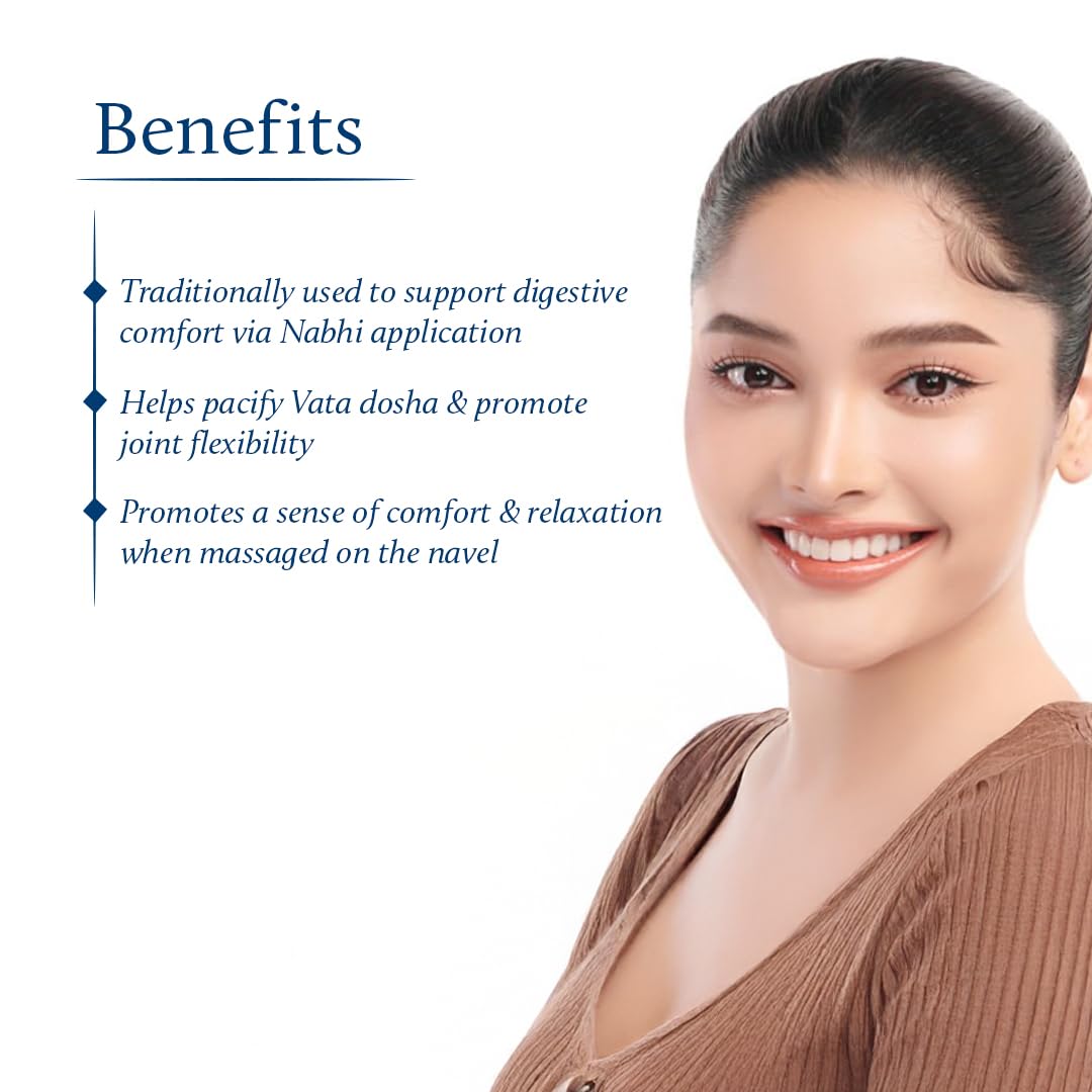 Bottle highlights ghee and almond oil components for nourishment.