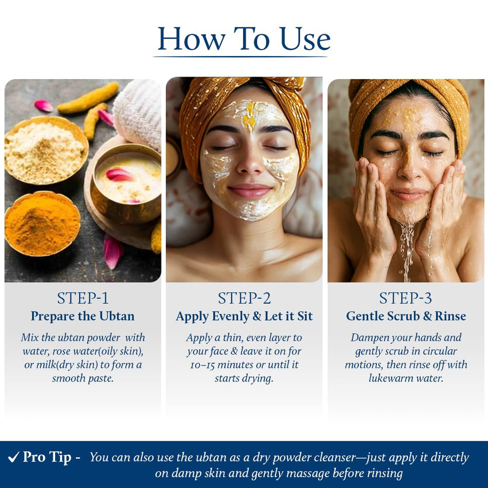 Blue Nectar rose extract ubtan delivers gentle cleansing and soothing aroma.