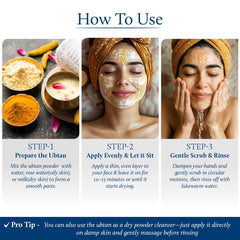 Blue Nectar rose extract ubtan delivers gentle cleansing and soothing aroma.