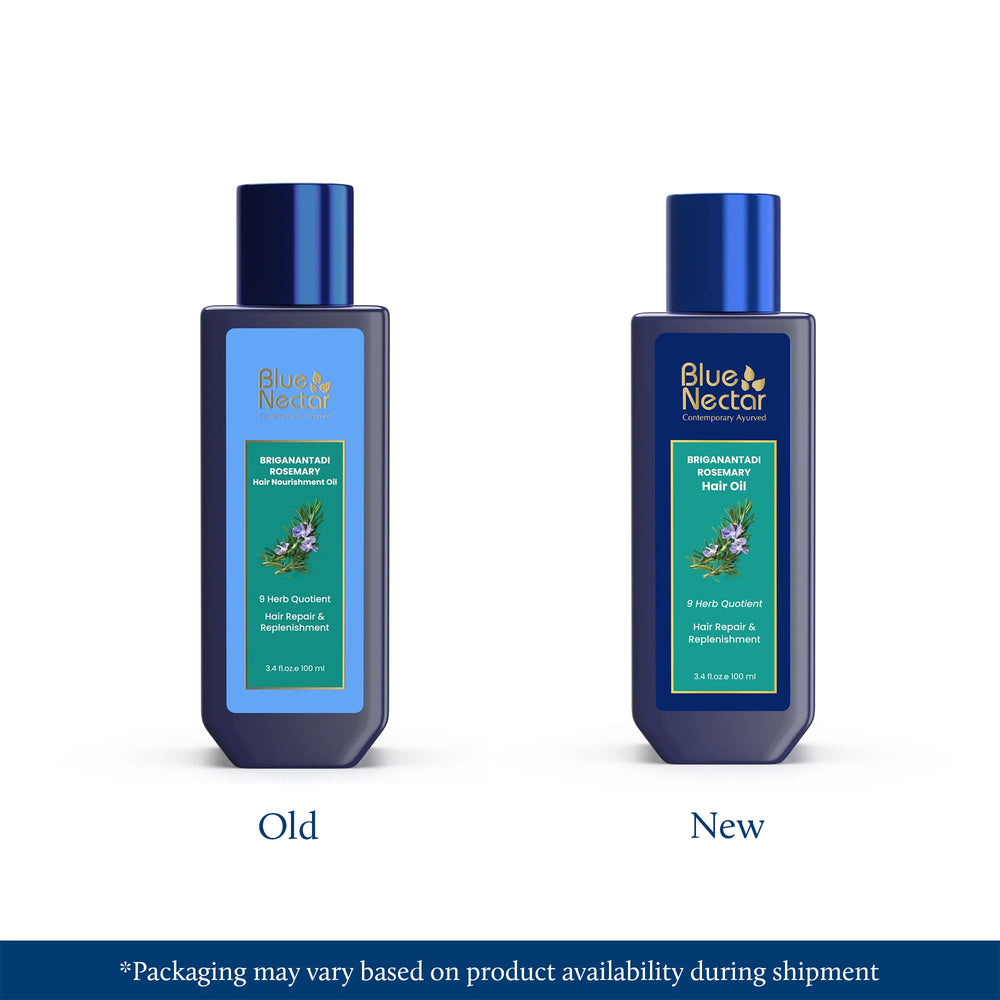 Blue Nectar oil massaged into the scalp for potential hair strength support