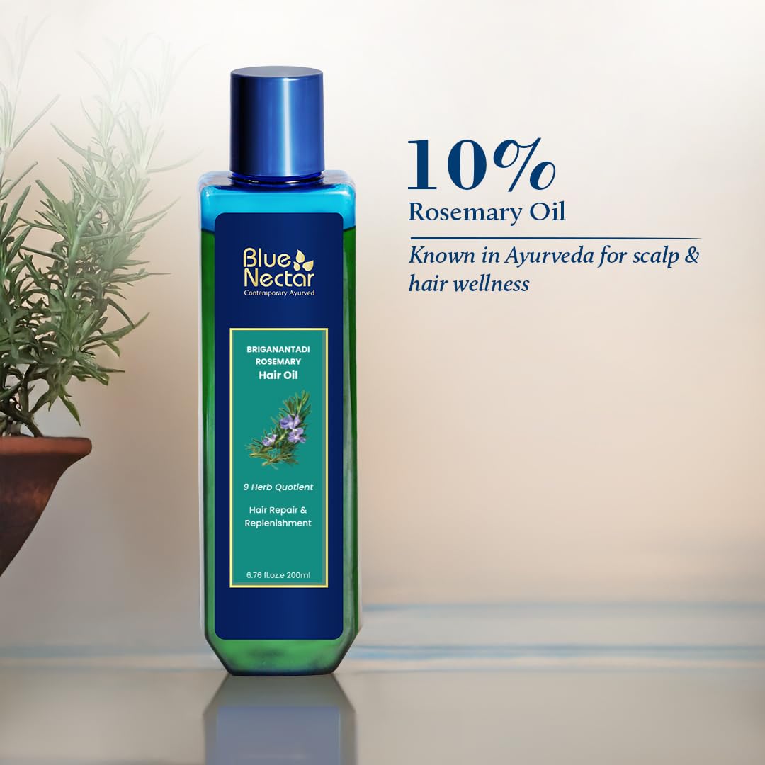 Blue Nectar oil being absorbed quickly into scalp for non-greasy feel