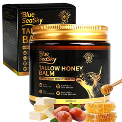 Blue Sea Sky beef tallow face moisturizer soothes dry skin and locks in moisture.