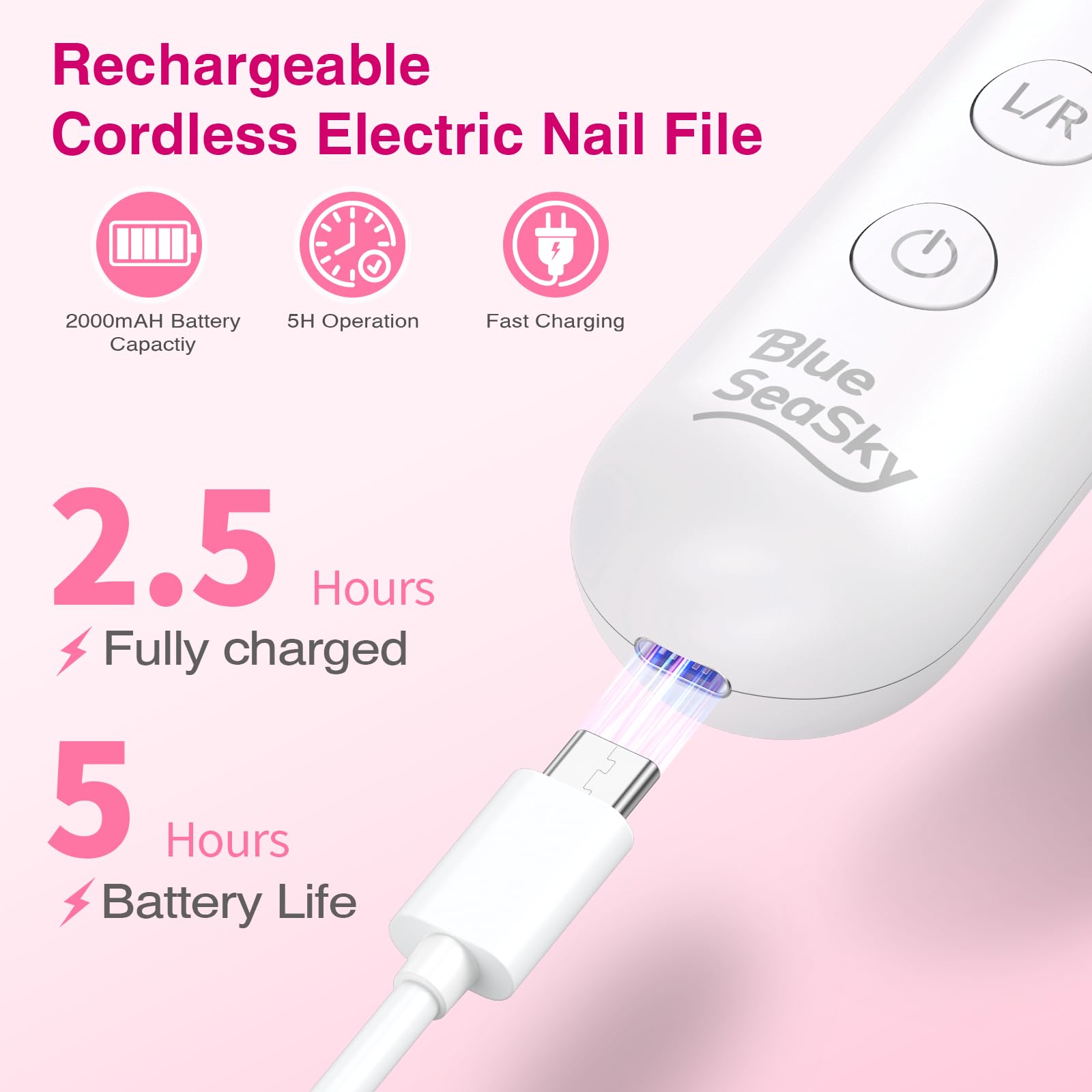 Blue Sea Sky 360 degree LED light guides nail shaping during use