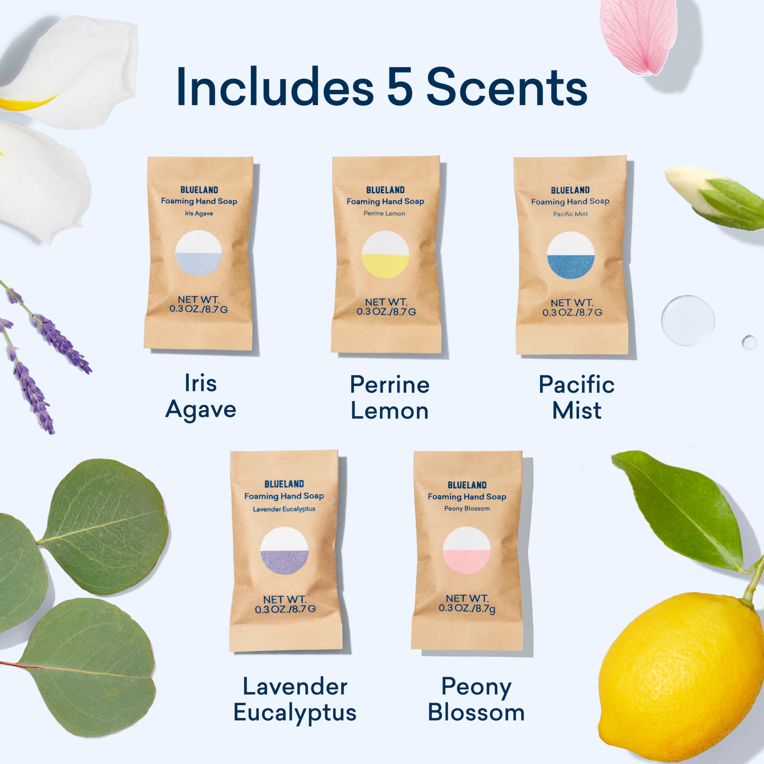 BLUELAND Peony Blossom tablet dissolves into soft floral foam