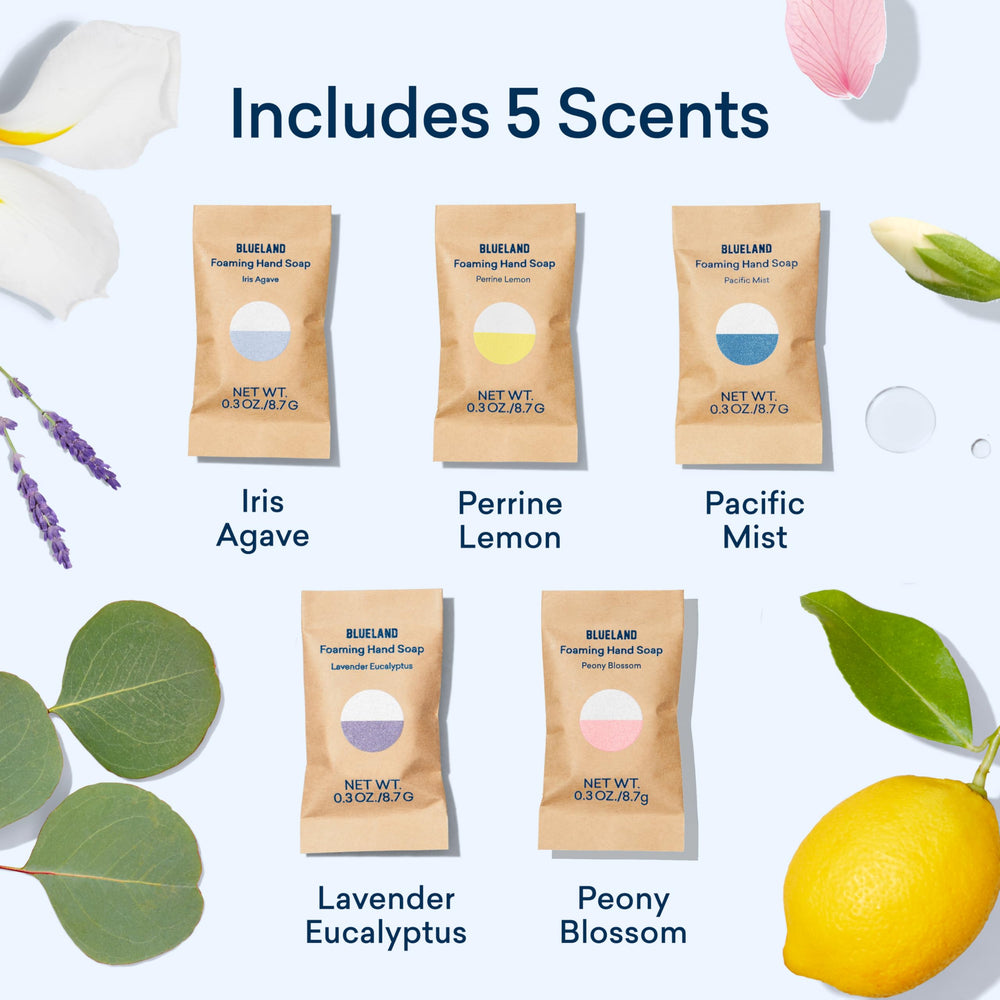 BLUELAND Peony Blossom tablet dissolves into soft floral foam