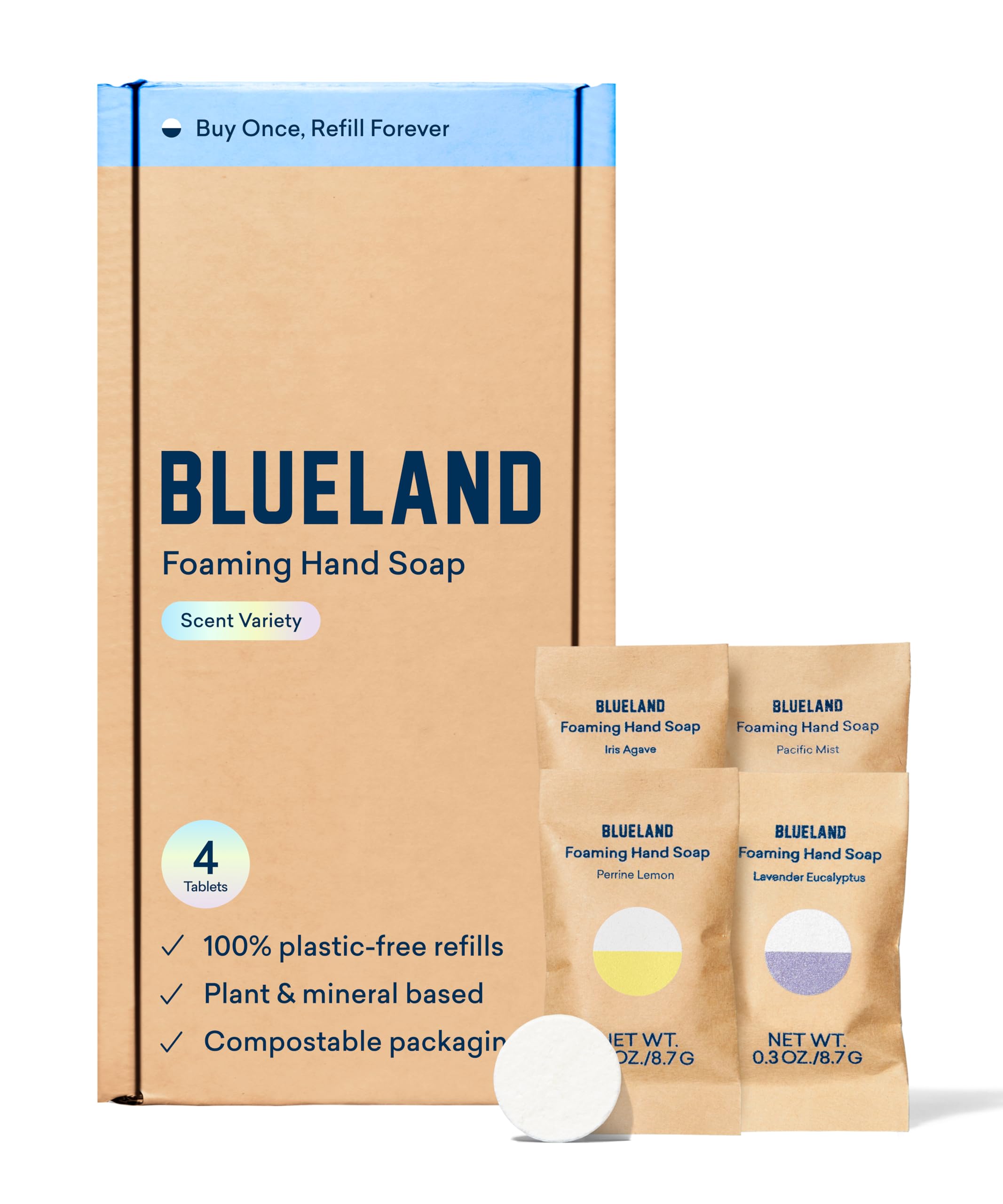 BLUELAND refill tablet dissolving to make eco-friendly foaming soap