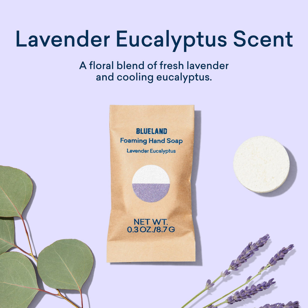 BLUELAND Lavender Eucalyptus scent freshens hands during wash.