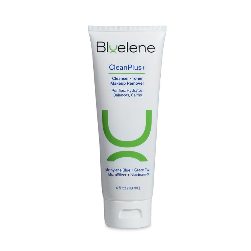 Bluelene CleanPlus+ face cleanser bottle for gentle cleansing on sensitive skin.
