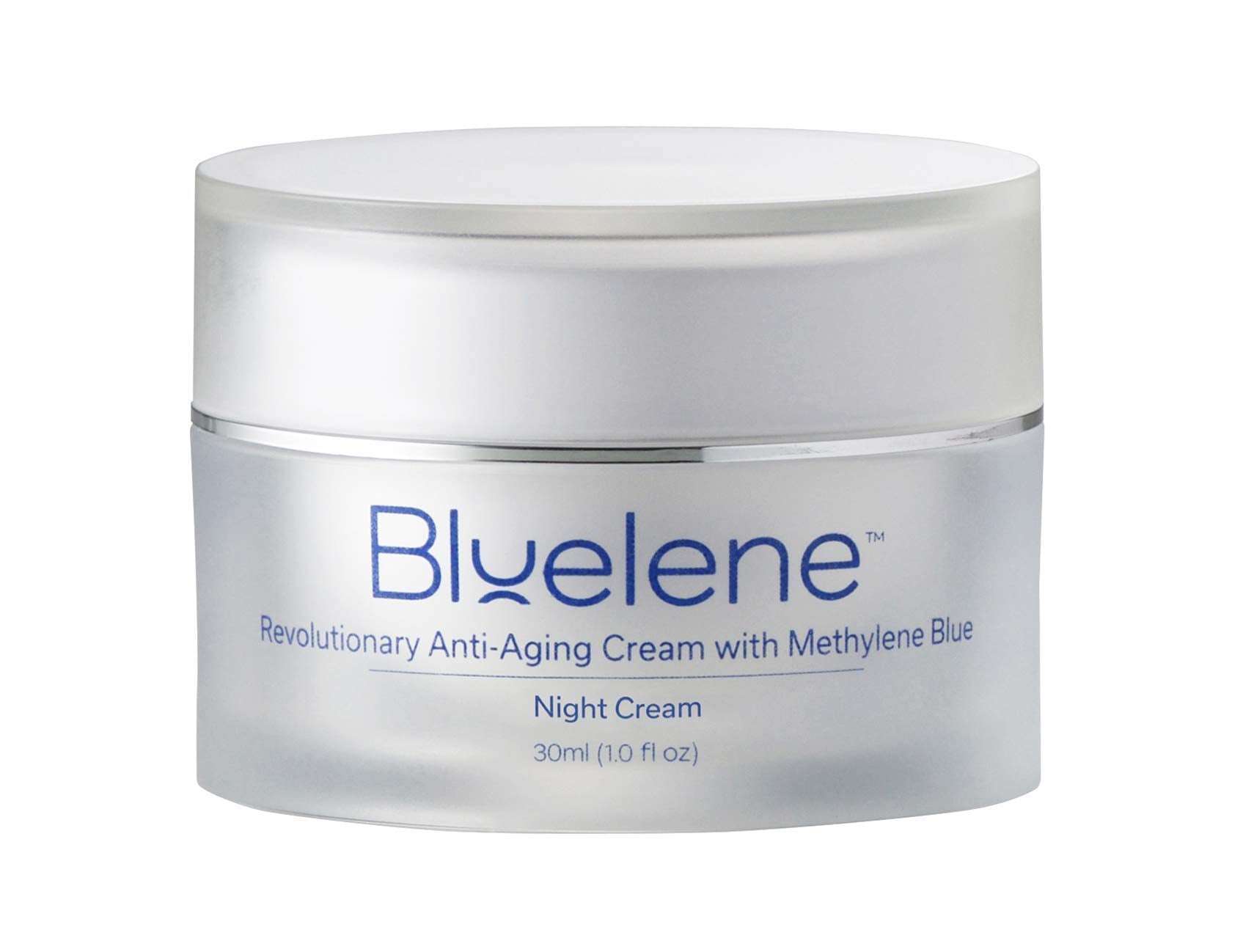 Bluelene Night Cream jar front with silky overnight hydration
