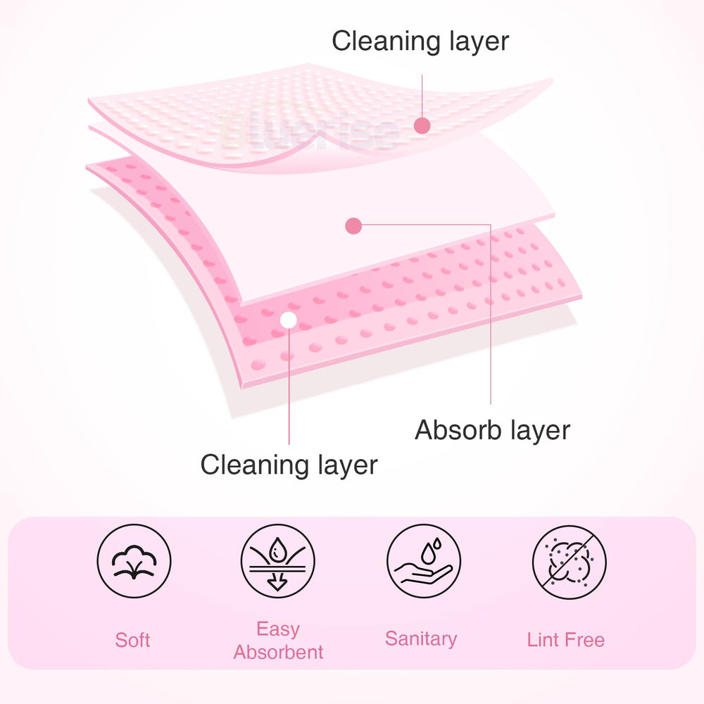 BLUERISE strong absorption wipes prevent lint shedding during polish removal.