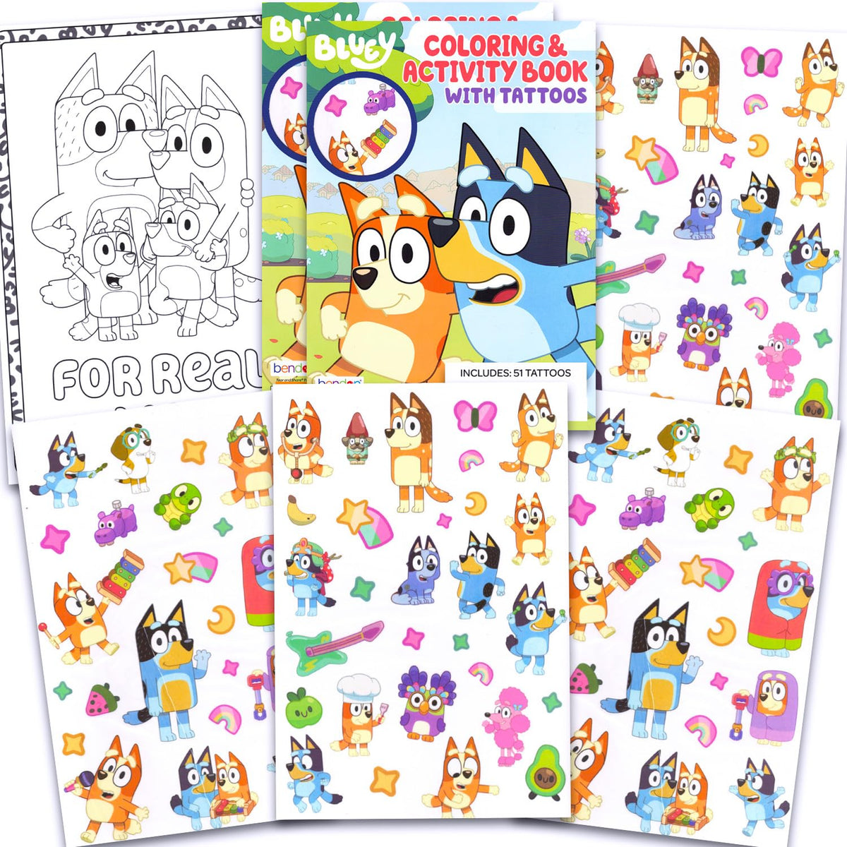 Bluey tattoos set featuring Bingo and Bandit for party favors and memories.