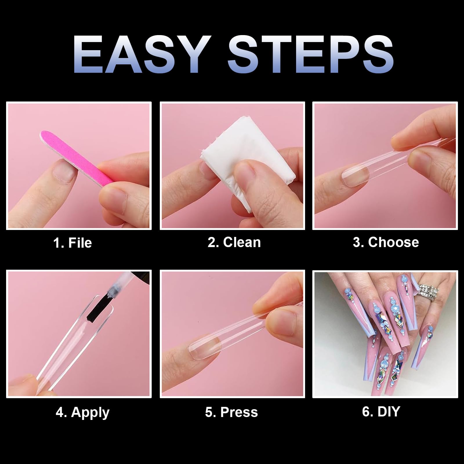 BlueZOO Gel 3XL nail tips at-home DIY kit for easy nails