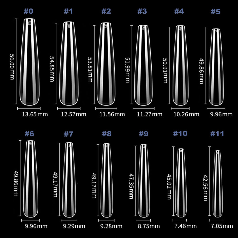 BlueZOO Gel 3XL nail tips XXL ballerina shape for long nails