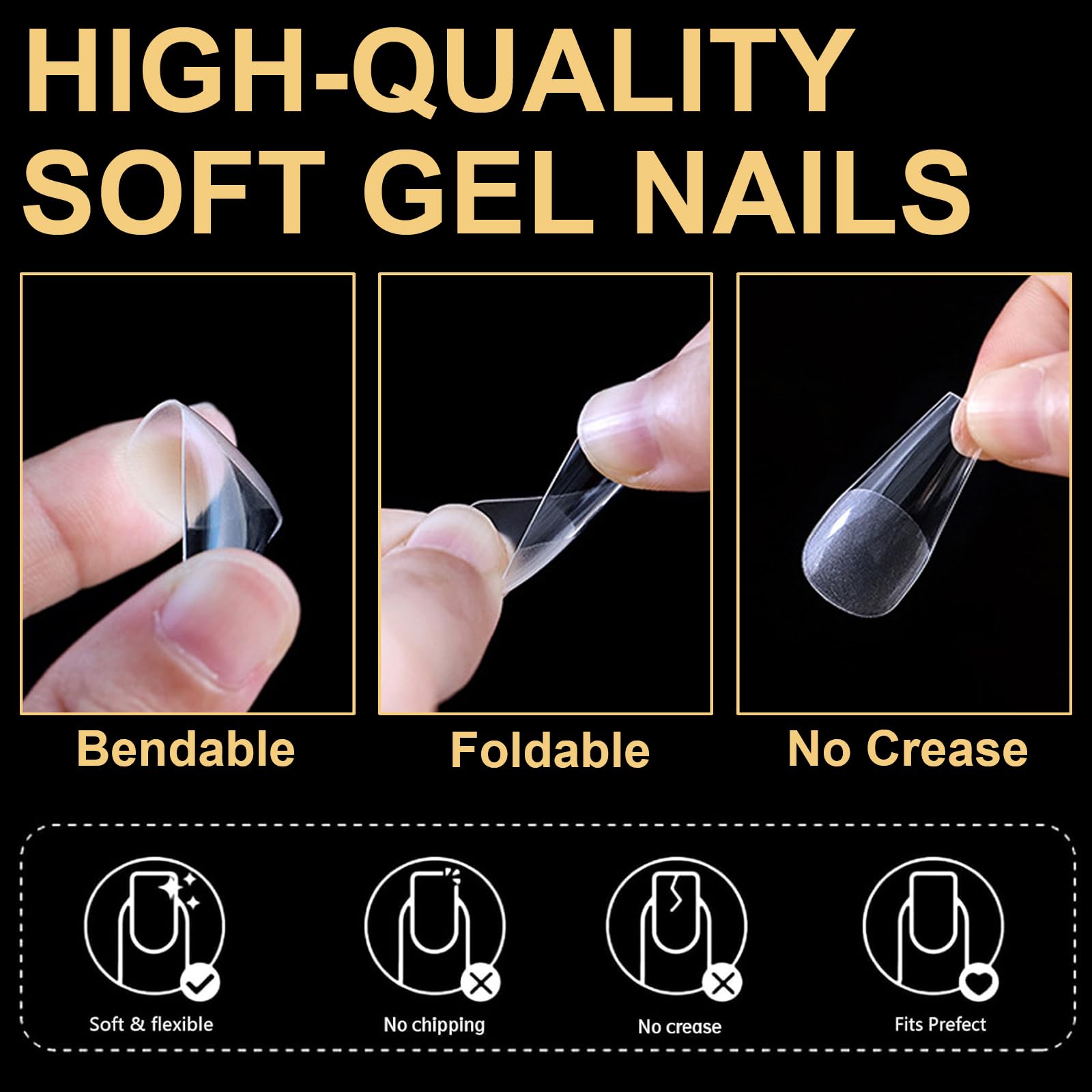 BlueZOO Gel Long Nail Tips 360pcs kit for versatile styles