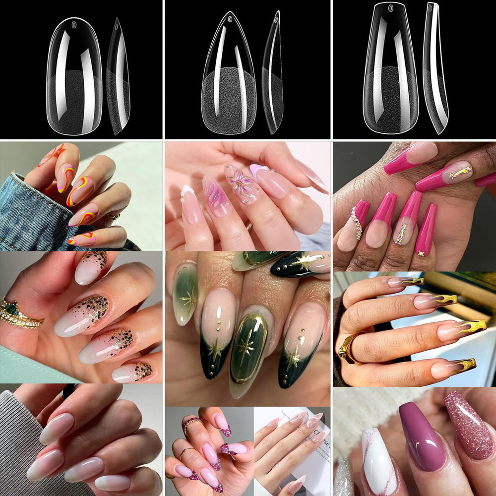 BlueZOO Gel Long Nail Tips coffin shape boxed for durable extensions