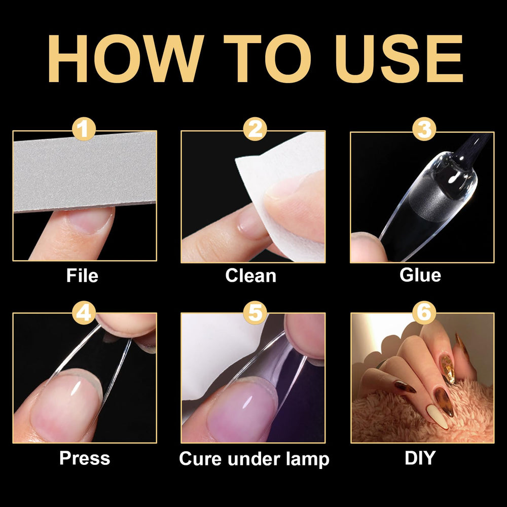 BlueZOO Gel Long Nail Tips kit display for easy choosing