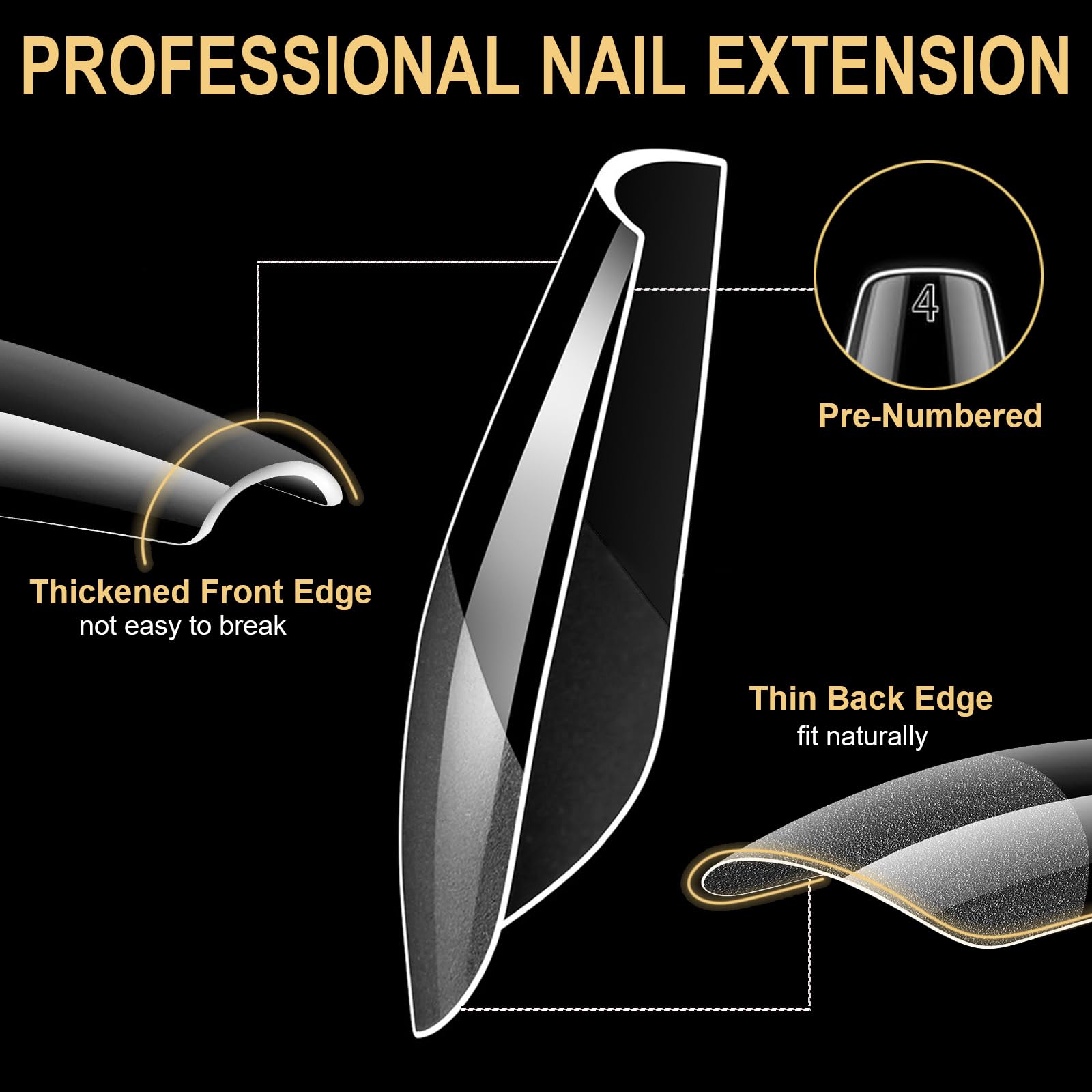 BlueZOO Gel Long Nail Tips oval shape boxed for natural look