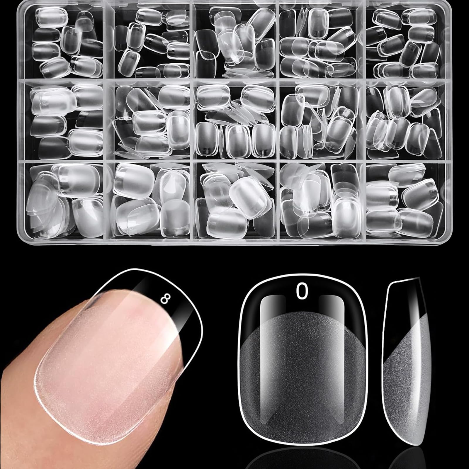 BlueZOO nail tips packaging shows an organized kit for easy at-home manicures.