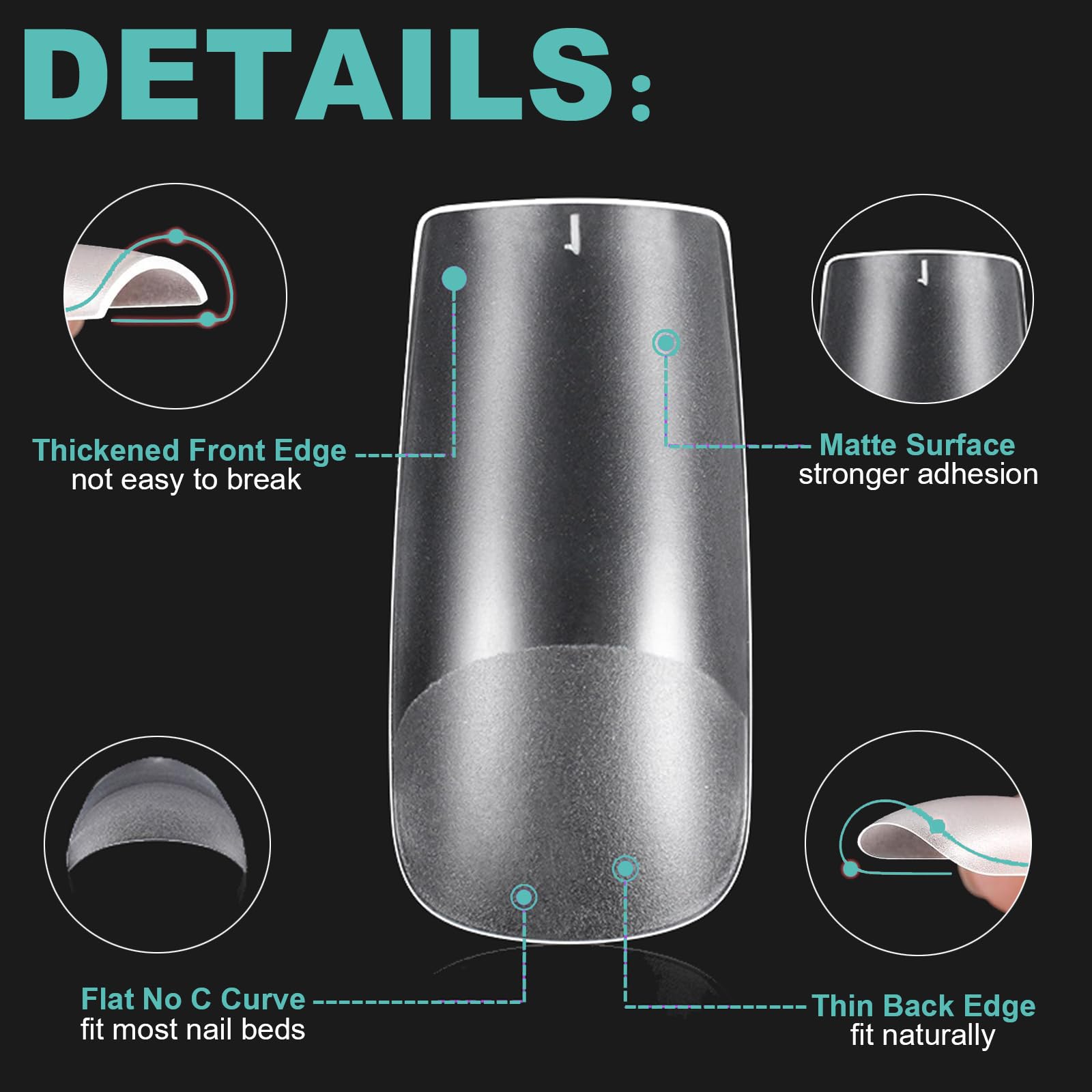BlueZOO square-shaped soft gel nail tips for a crisp finish