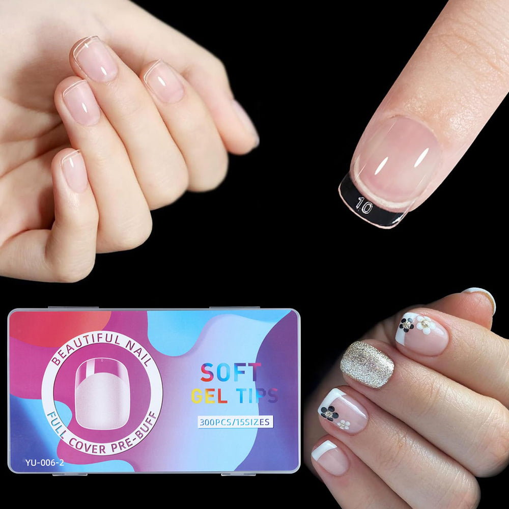 BlueZOO squoval nail tips close-up highlights natural look and flexible fit.
