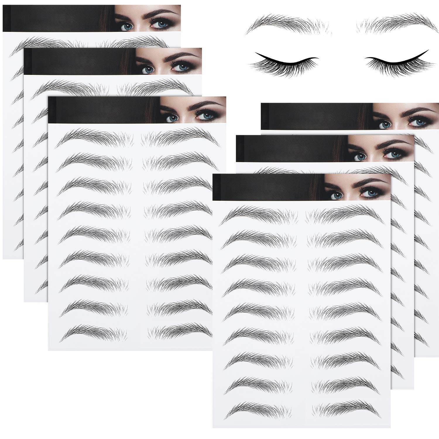 Blulu 6 sheets of 4D hair-like eyebrow stickers for natural arches
