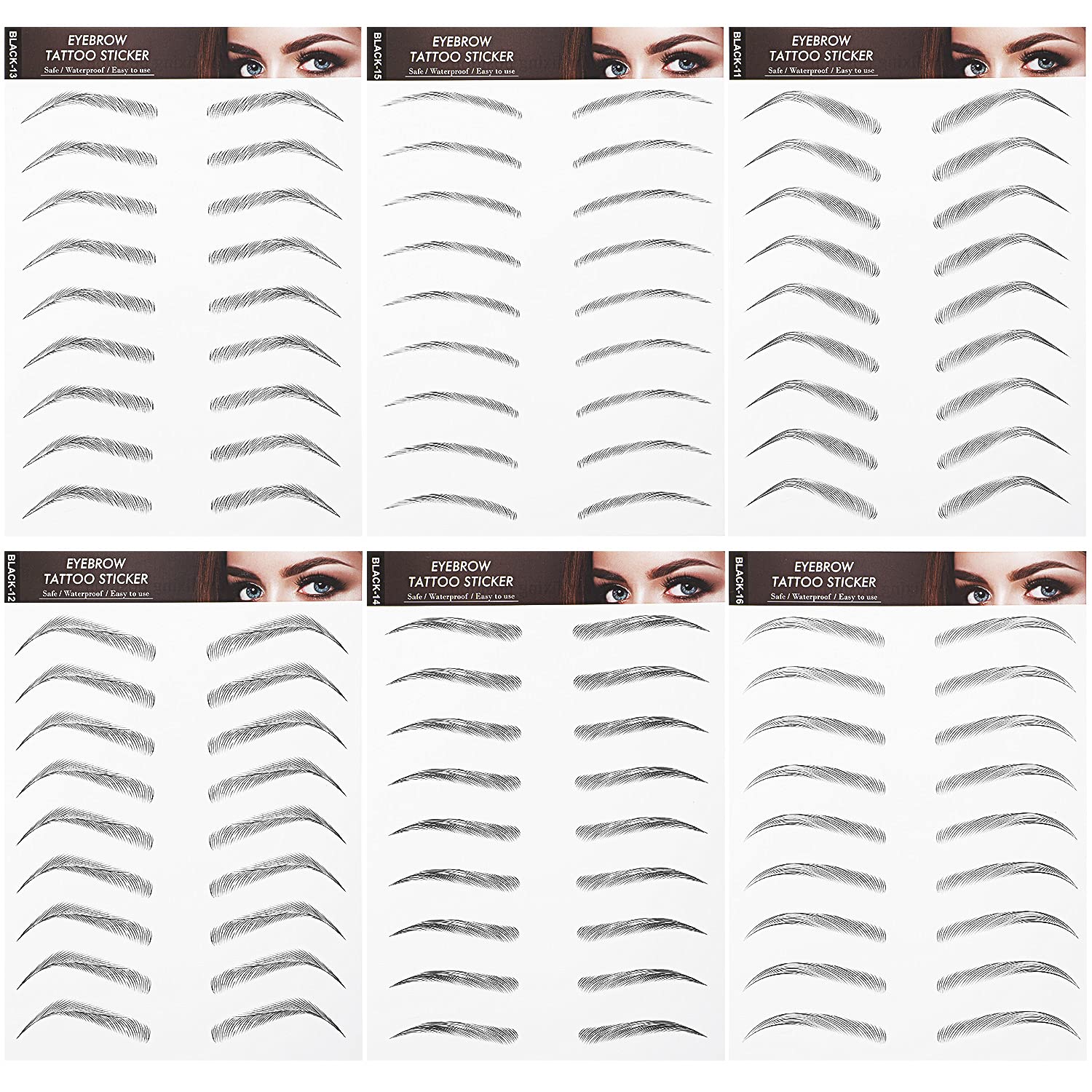 Blulu 4D hair-like eyebrow tattoos arch style sheets for natural, waterproof brows.
