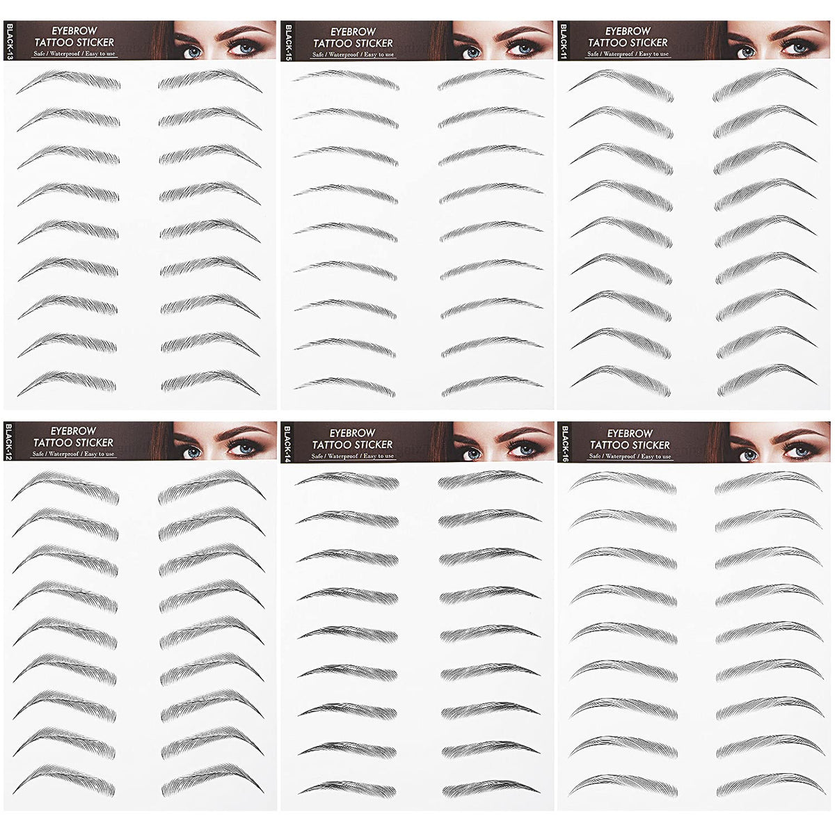 Blulu 4D hair-like eyebrow tattoos arch style sheets for natural, waterproof brows.