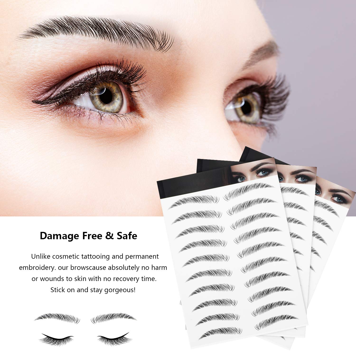 Blulu delicate black brow tattoos create fuller appearance instantly.