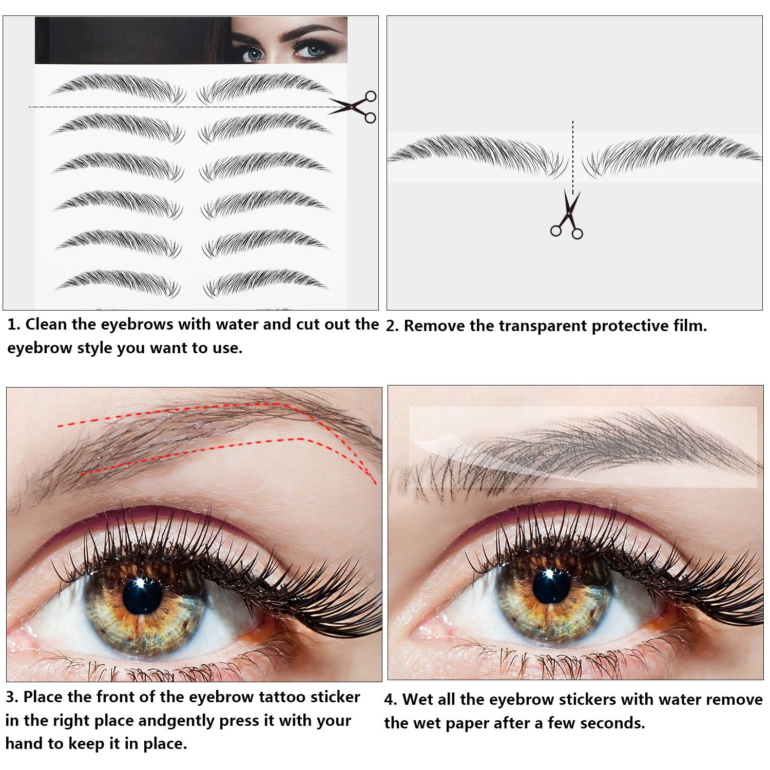 Blulu waterproof eyebrow transfers with strong adhesion for all-day wear.