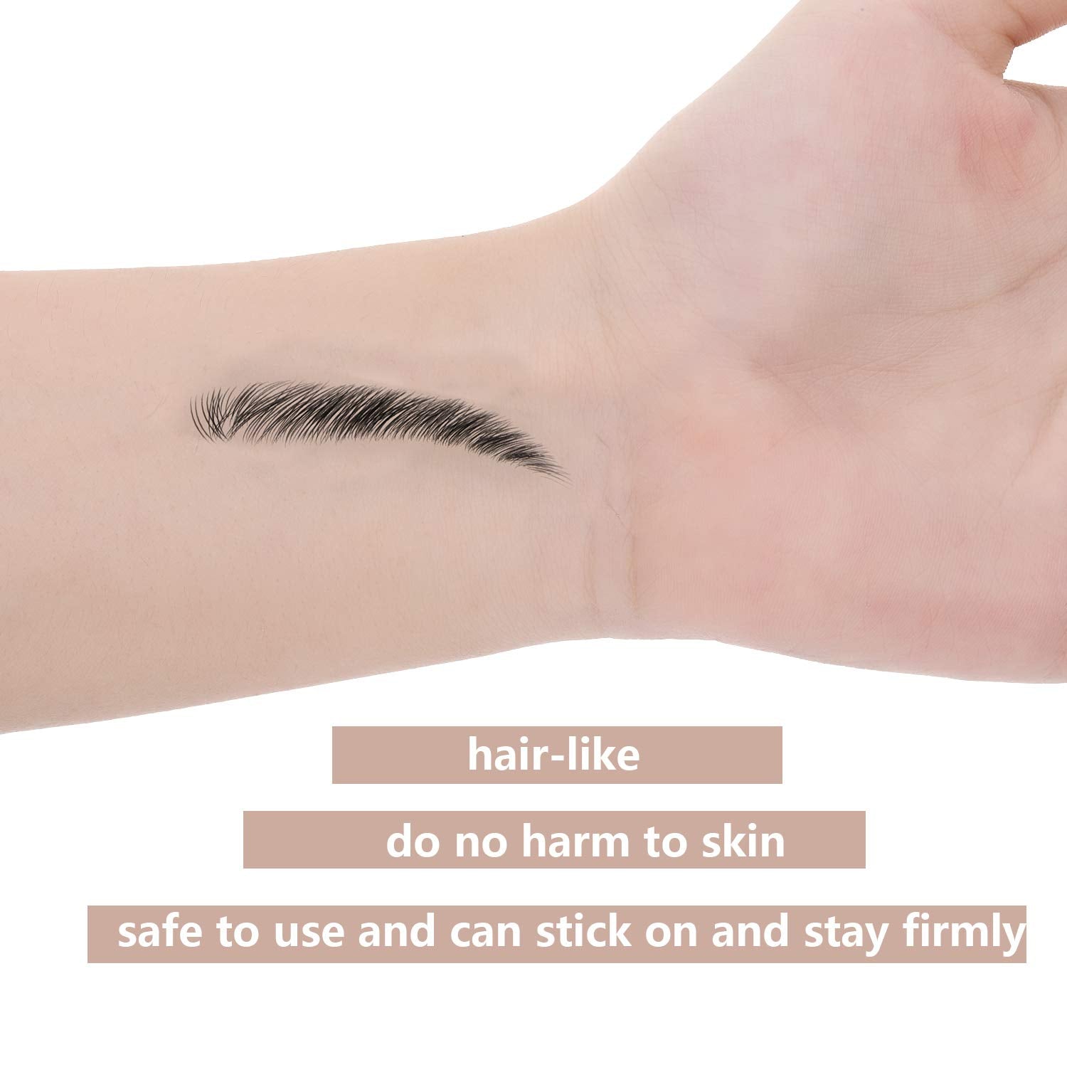 Blulu party-ready brow transfers enhance subtle facial definition.
