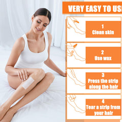 Thick non-woven strips resist tearing during wax sessions.