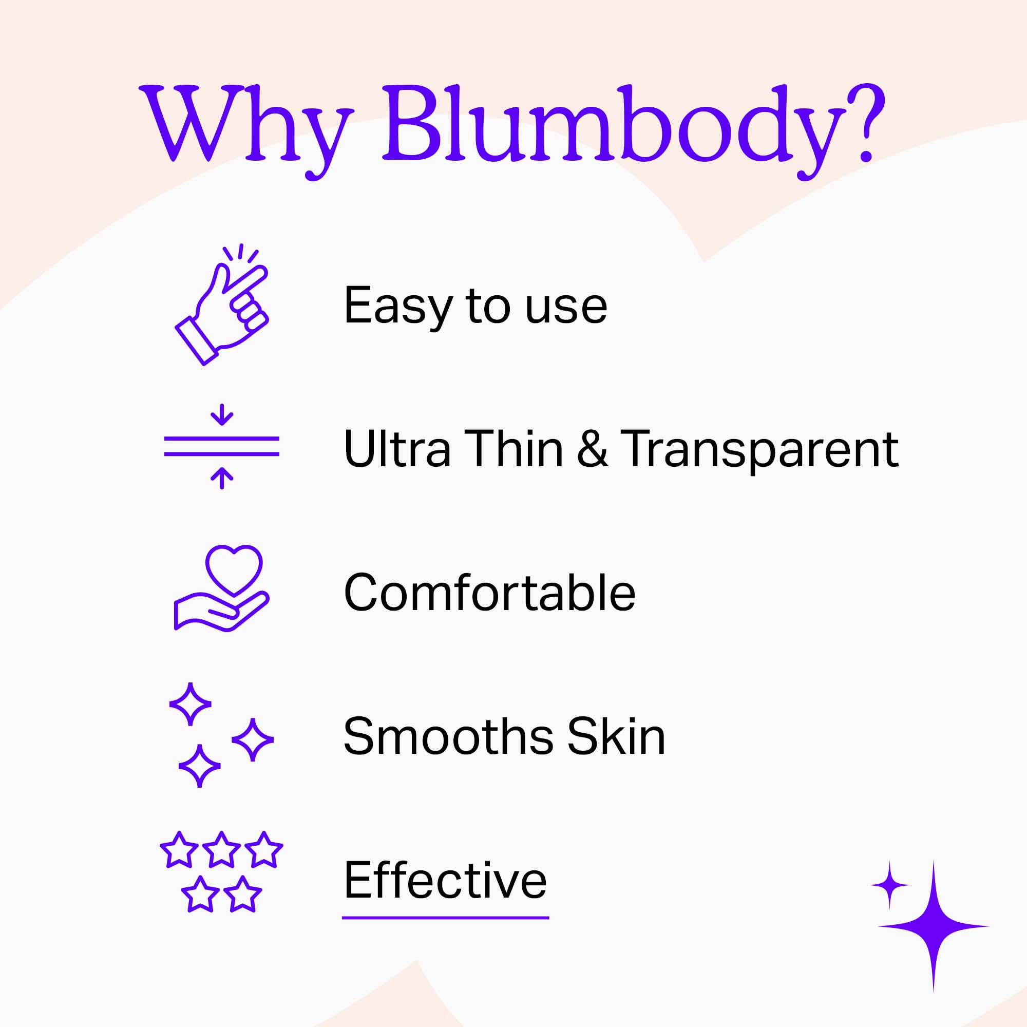 BLUMBODY soft reusable patches on skin for overnight smoothing.