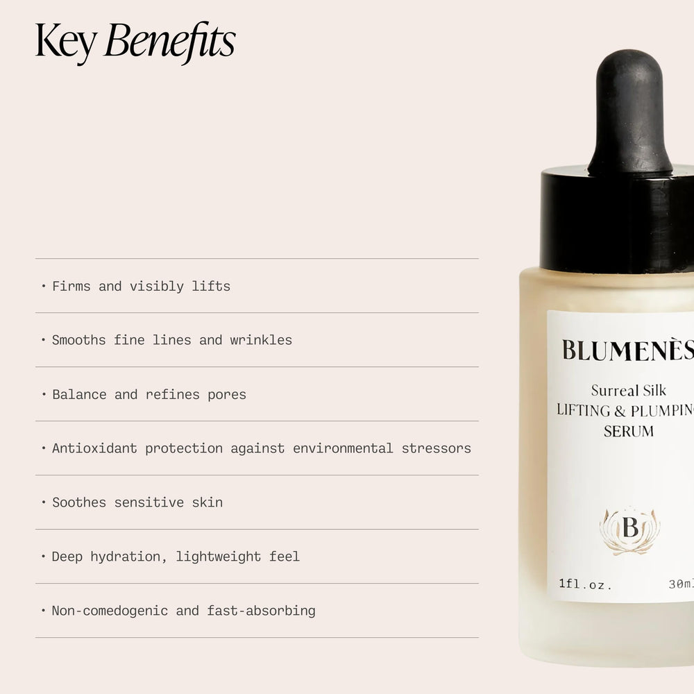 Blumenes Surreal Silk application closeup shows lightweight non-greasy absorption