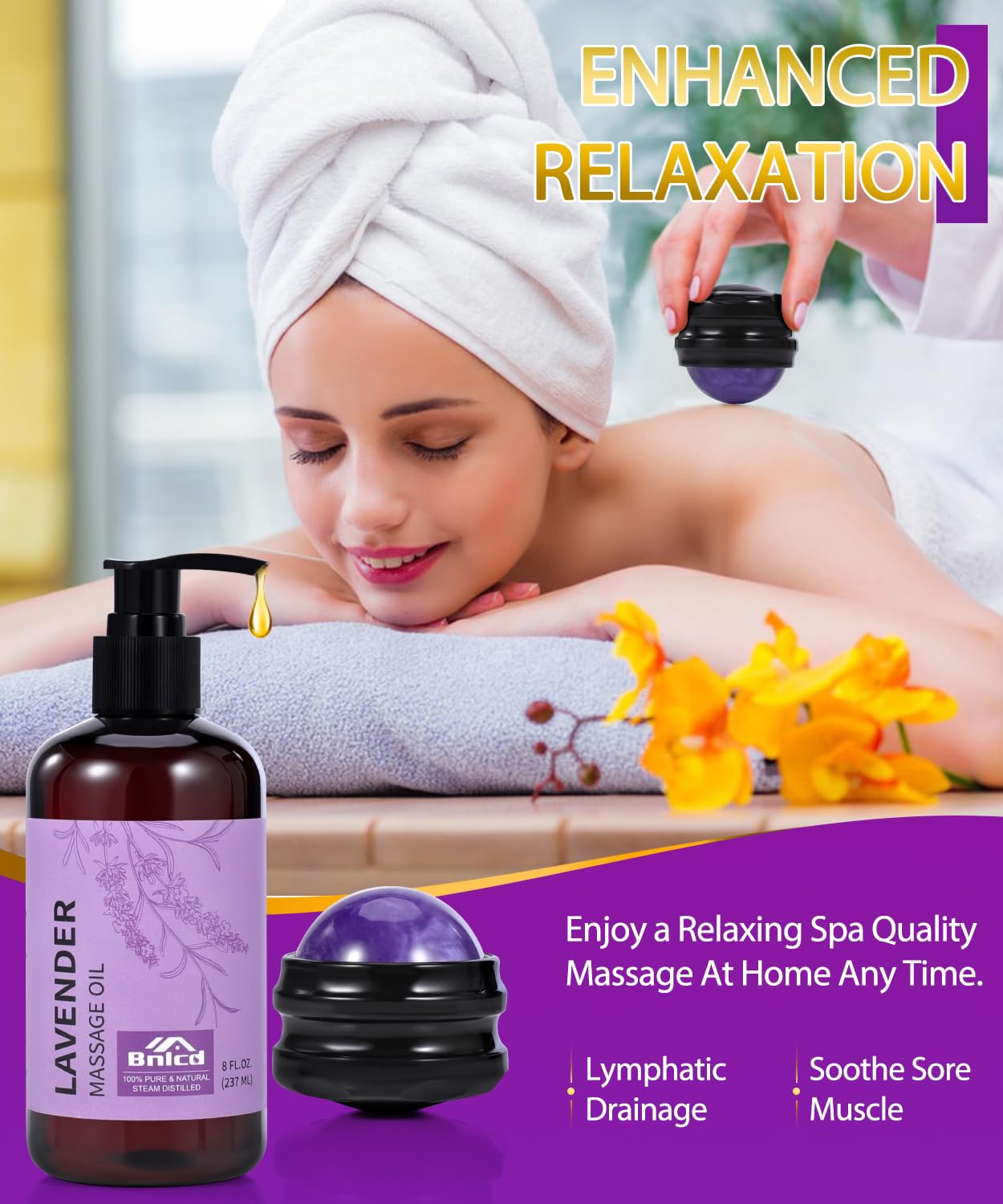Bnlcd lavender scented candle creates a calming atmosphere.