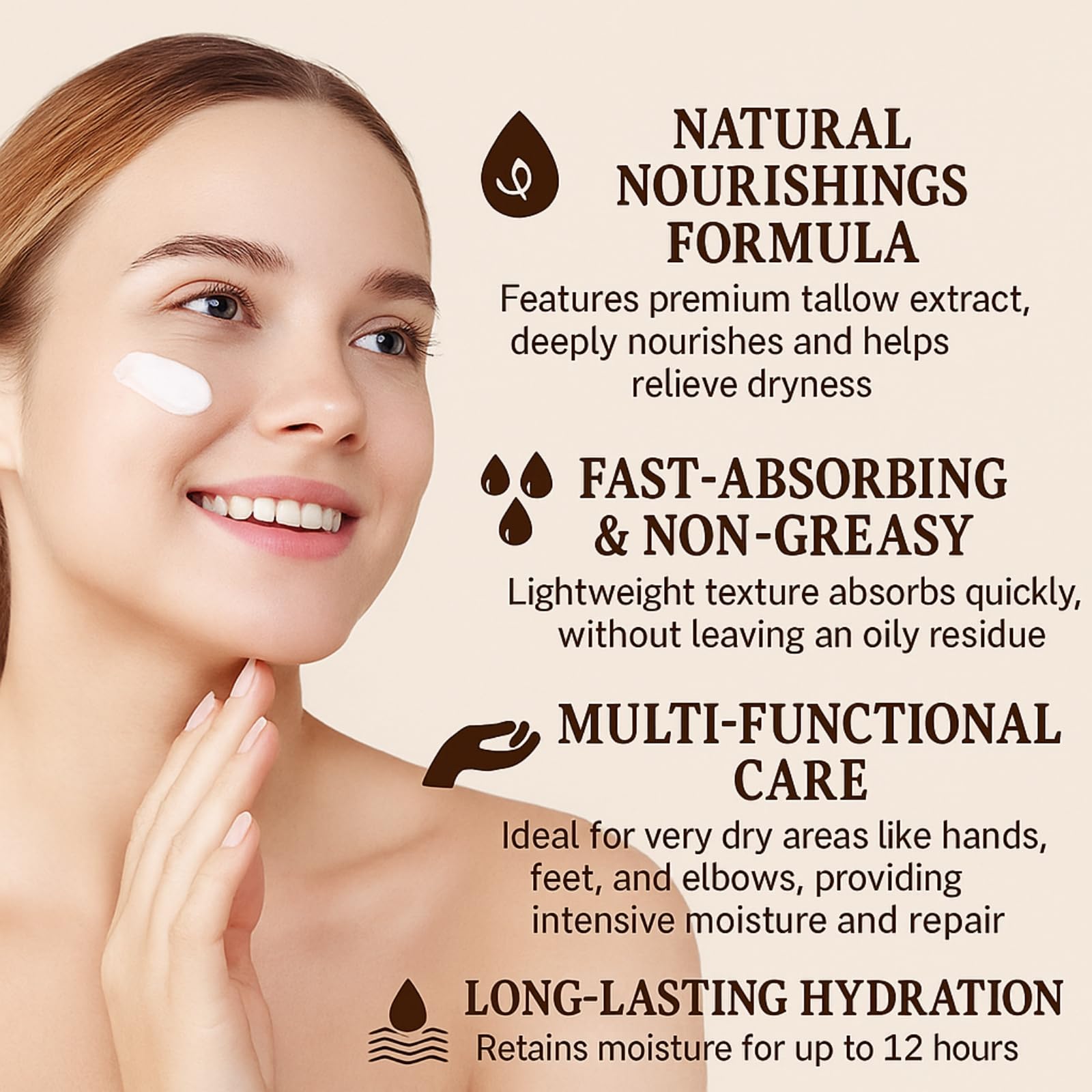BNNBRGA application on face and body demonstrates universal moisturization