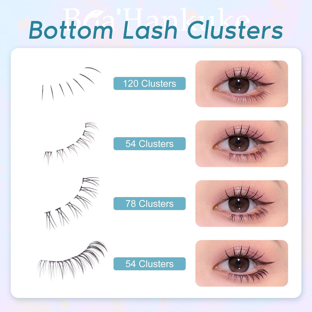 Boahankuke bottom lashes in four styles for customizable eye-opening effects.