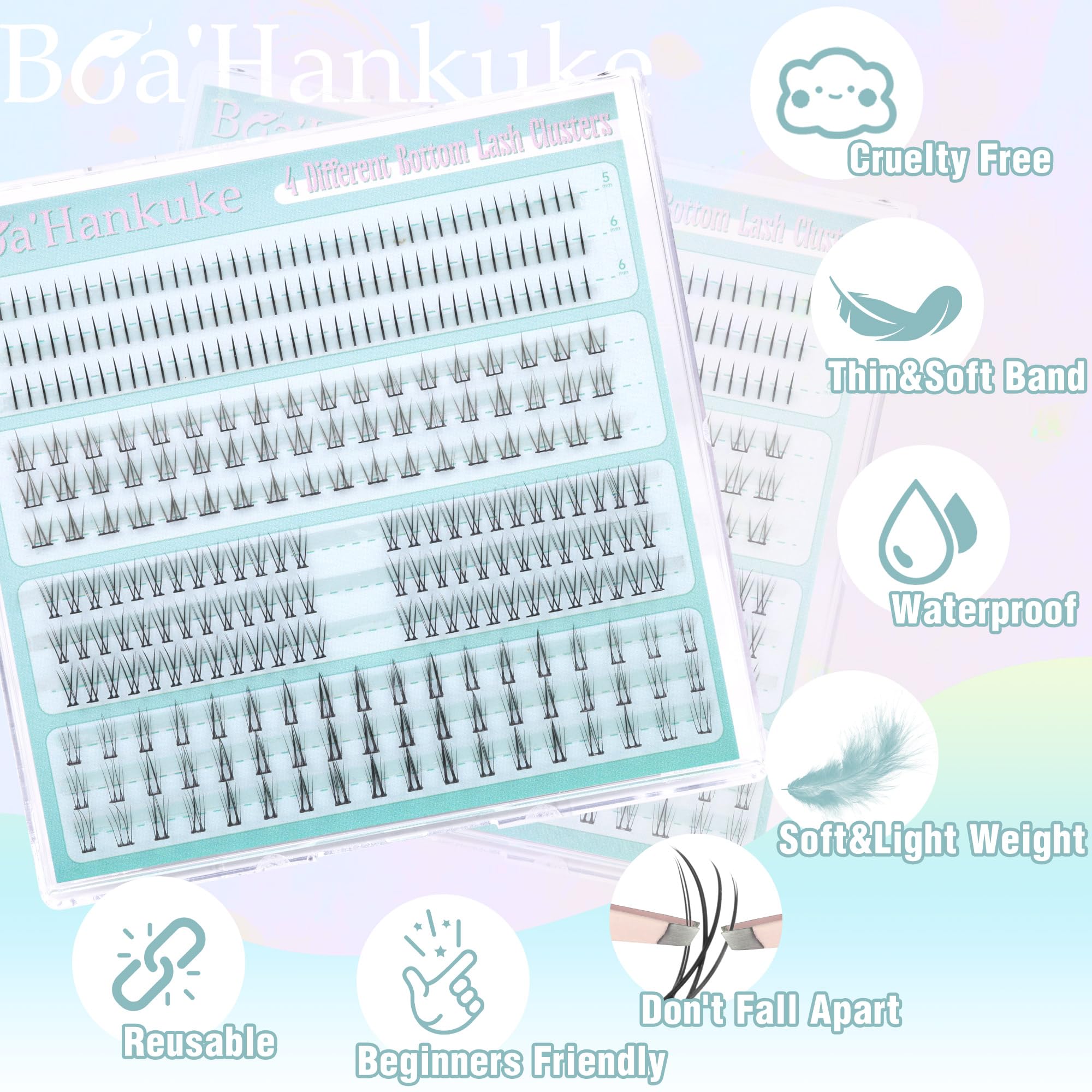 Boahankuke bottom lashes with invisible band for comfortable wear.