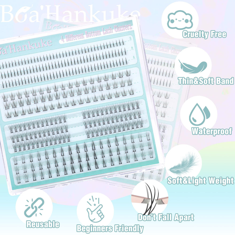 Boahankuke bottom lashes with invisible band for comfortable wear.