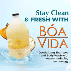 BoaVida Citrus Plus Elder deodorizing shampoo leak-proof cap for mess-free travel.