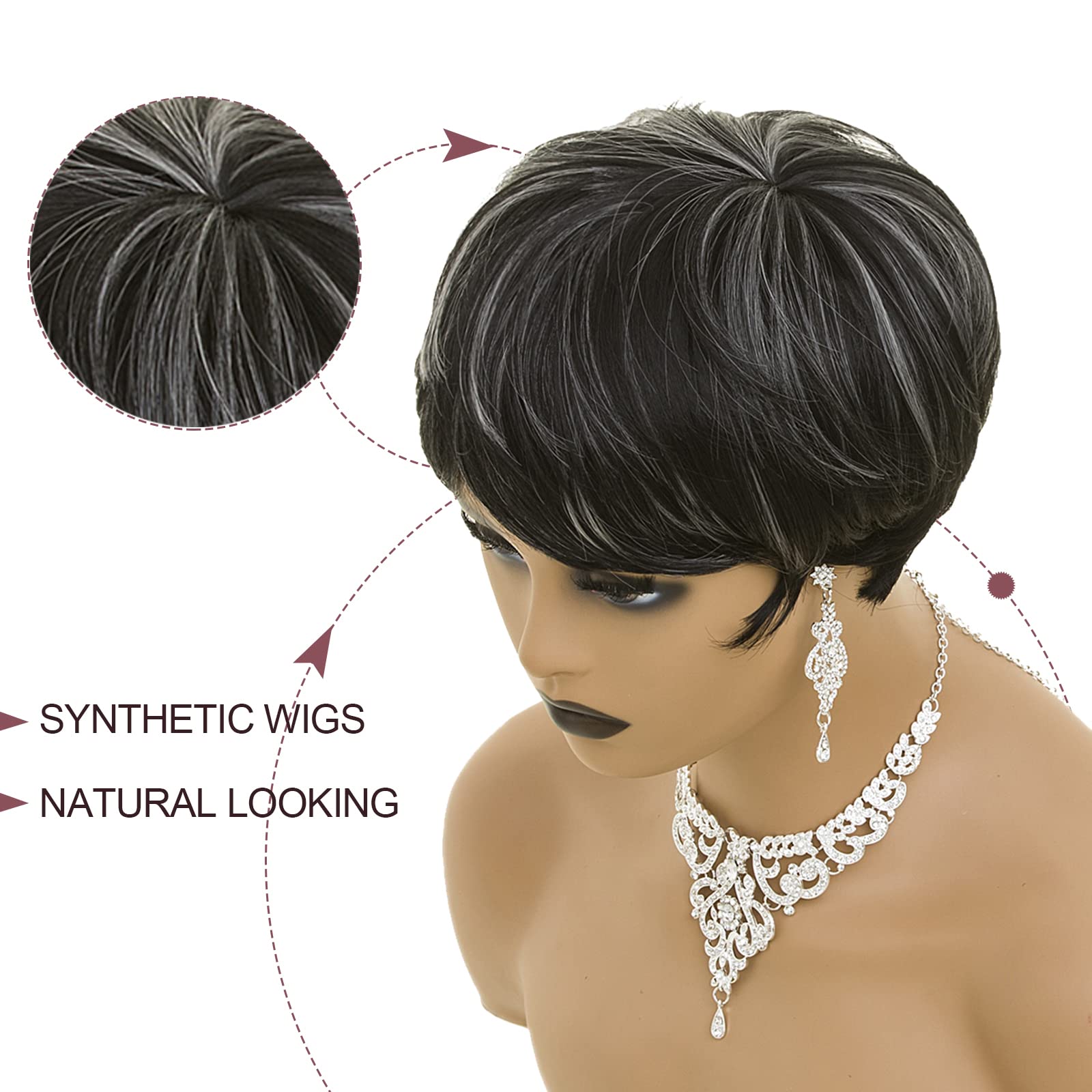 BOBCOO Pixie Cut Wig adjustable straps ensuring secure fit.