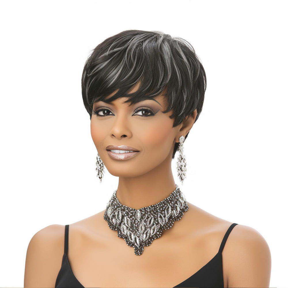 BOBCOO Pixie Cut Wig hand-styling ready for versatile looks.