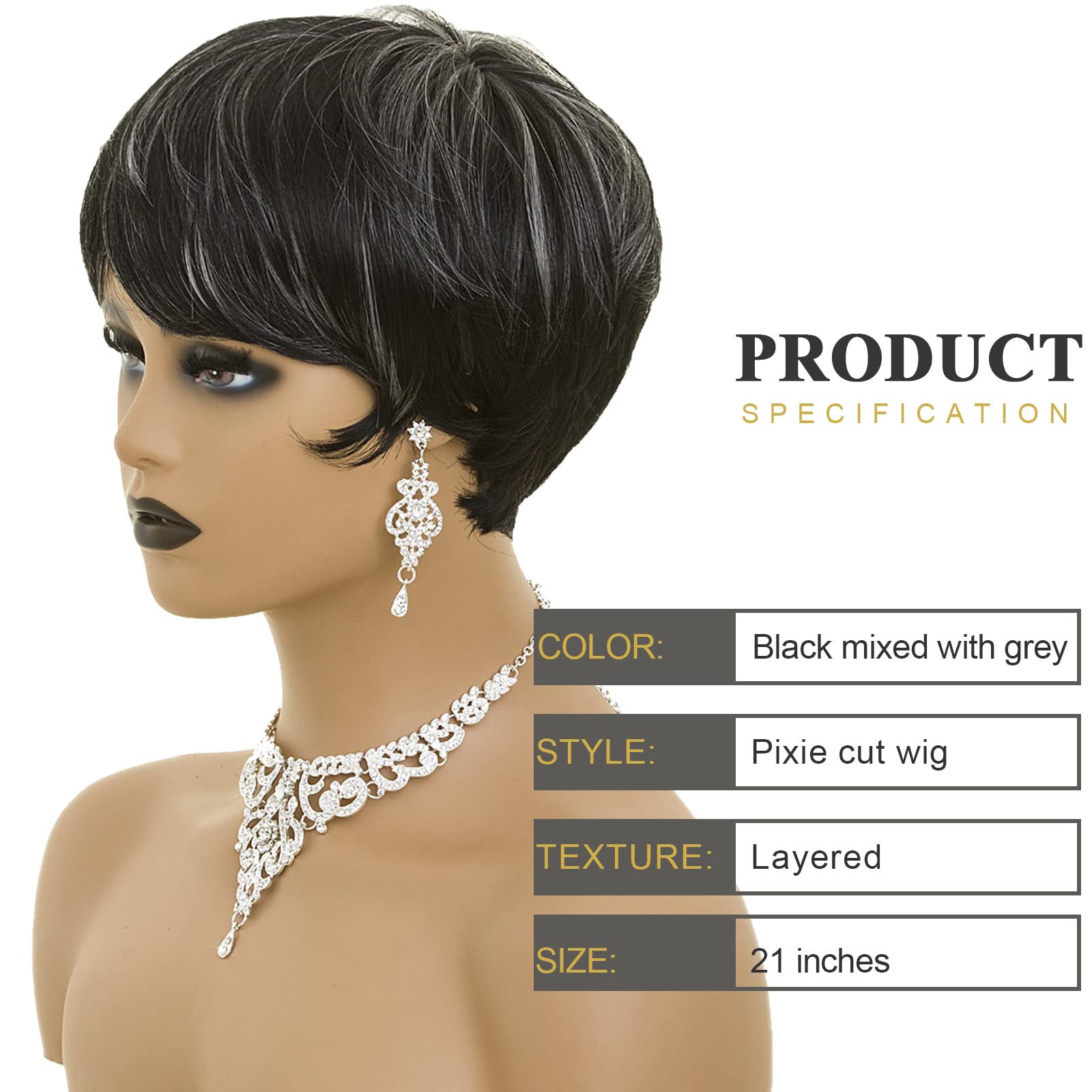 BOBCOO Pixie Cut Wig straight texture close-up showing smooth, easy styling.