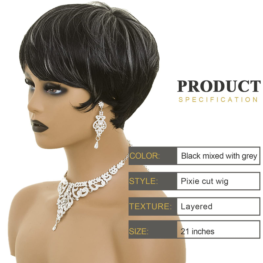 BOBCOO Pixie Cut Wig straight texture close-up showing smooth, easy styling.