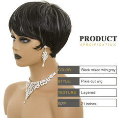 BOBCOO Pixie Cut Wig straight texture close-up showing smooth, easy styling.
